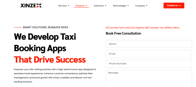 taxi booking service page