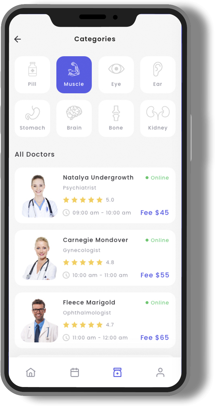 Hospital management app like Practo with doctor schedules and patient chat.