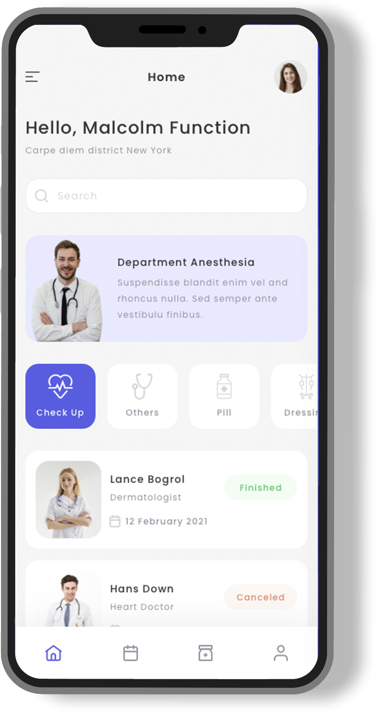 Hospital billing and pharmacy management software interface.