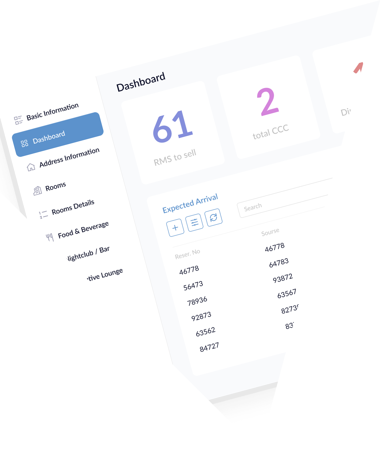 Smart hotel management dashboard for real-time operations and guest tracking.