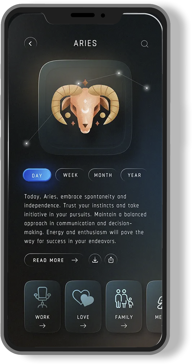 Mobile astrology app in regional language with daily predictions.