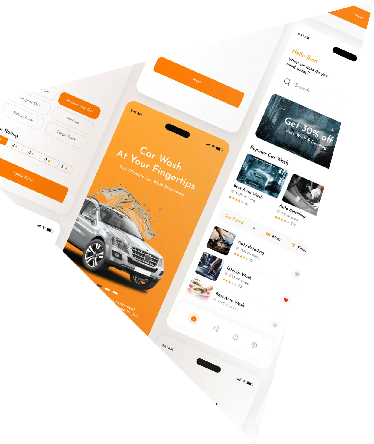 Mobile app dashboard for managing car wash services, pricing, and scheduling.