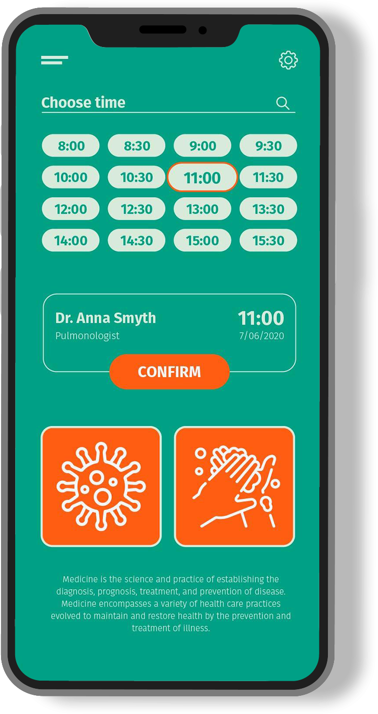 Doctor schedule and patient booking dashboard on a mobile app.