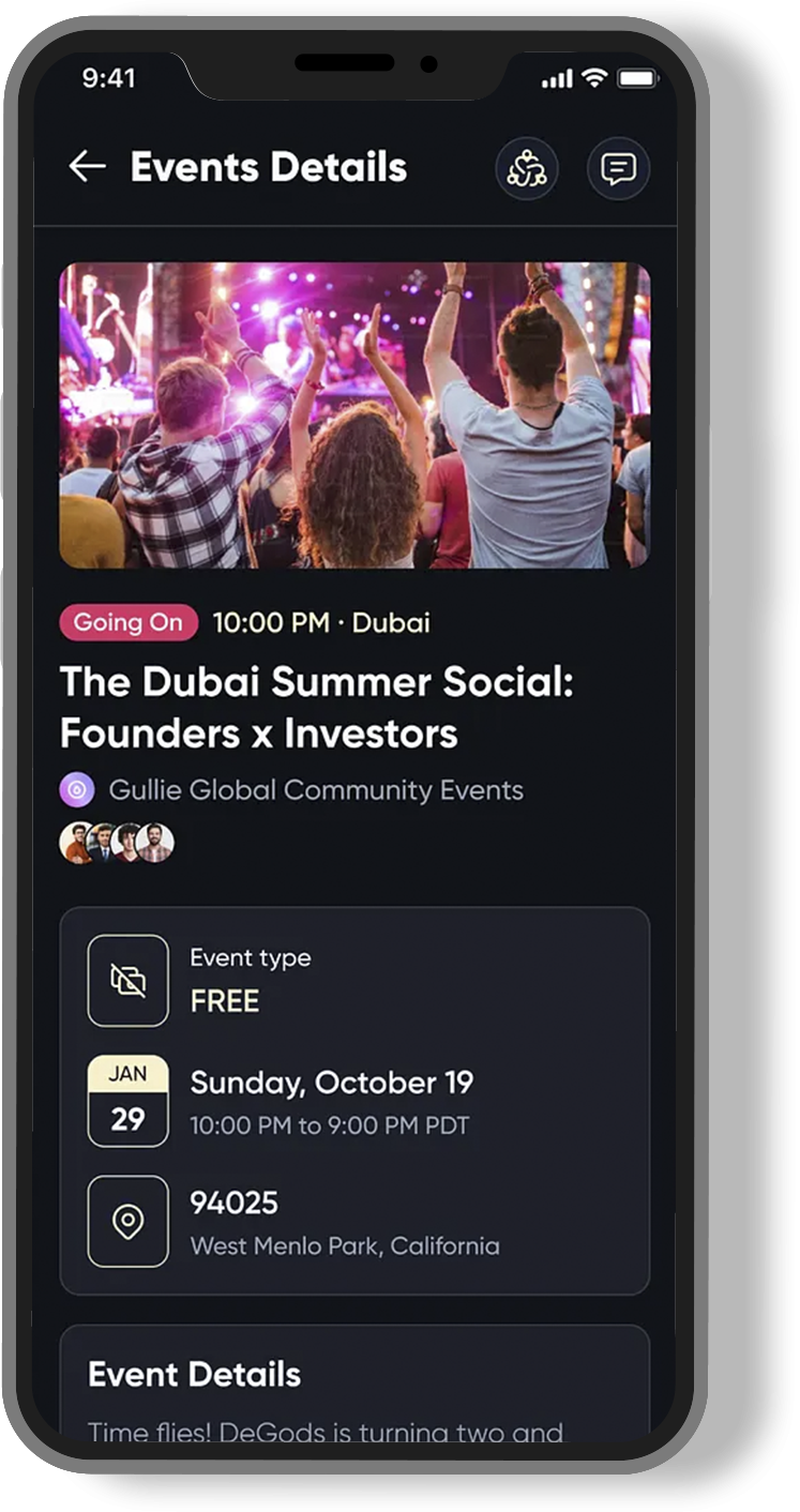 QR code-enabled digital tickets with event entry time and location.