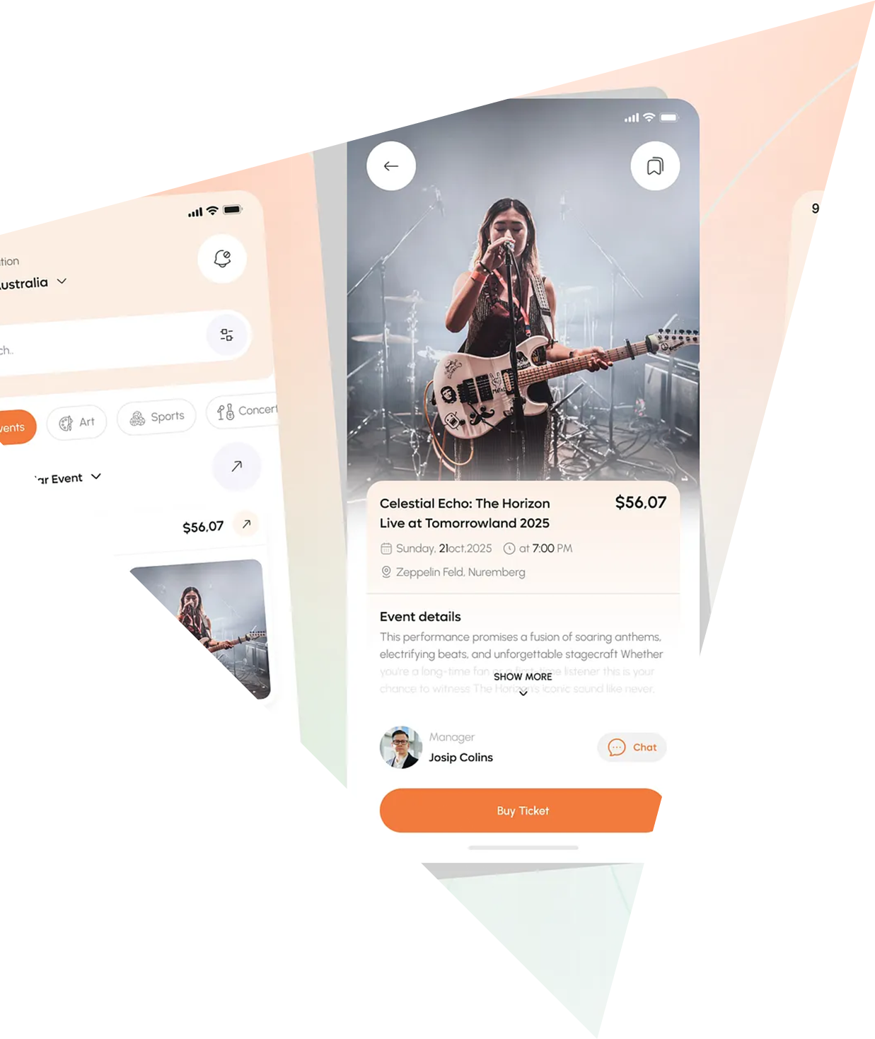 Admin dashboard managing events, bookings, venues, and ticket categories.
