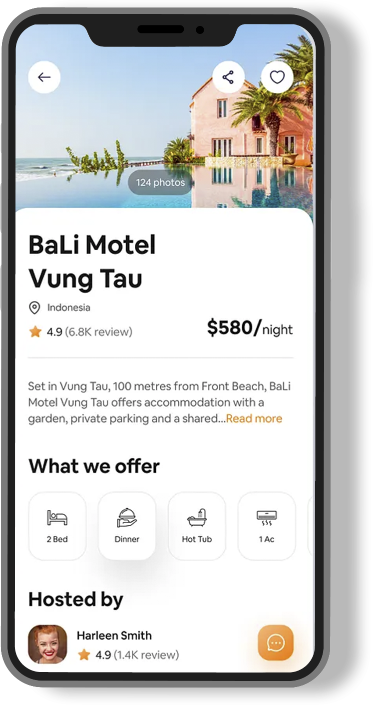 Room listing and offers dashboard on hotel booking mobile app.