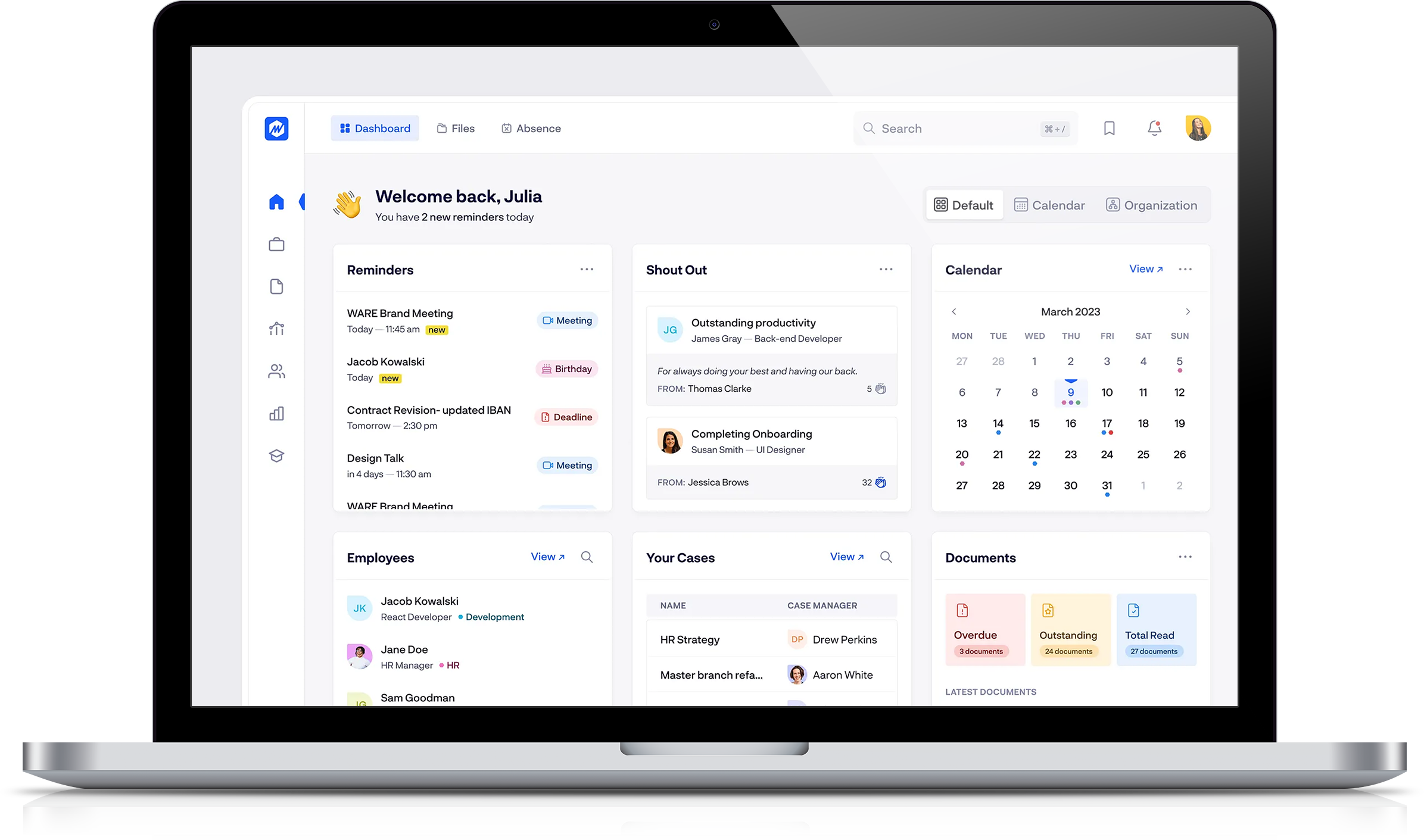 Employee attendance and shift scheduling screen on HRM software.