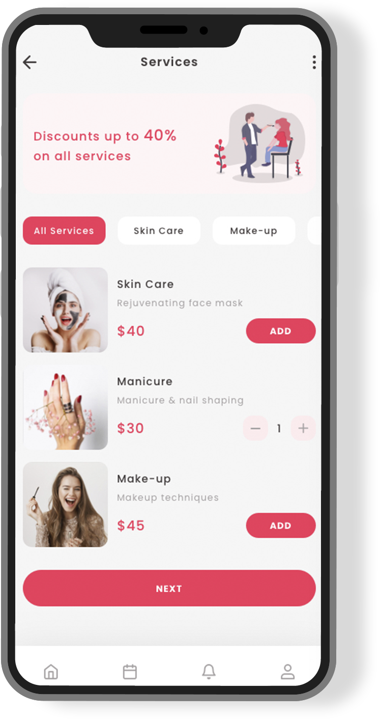 Stylist mobile dashboard with upcoming bookings and customer history.